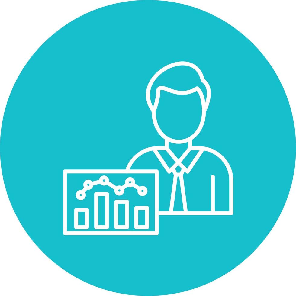 Data Analyst Line Circle Background Icon vector