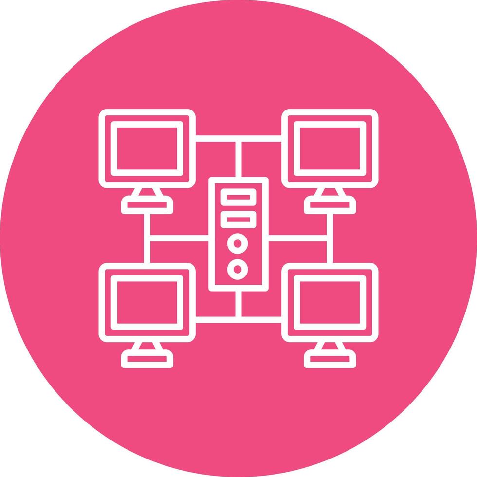 Grid Computing Line Circle Background Icon vector