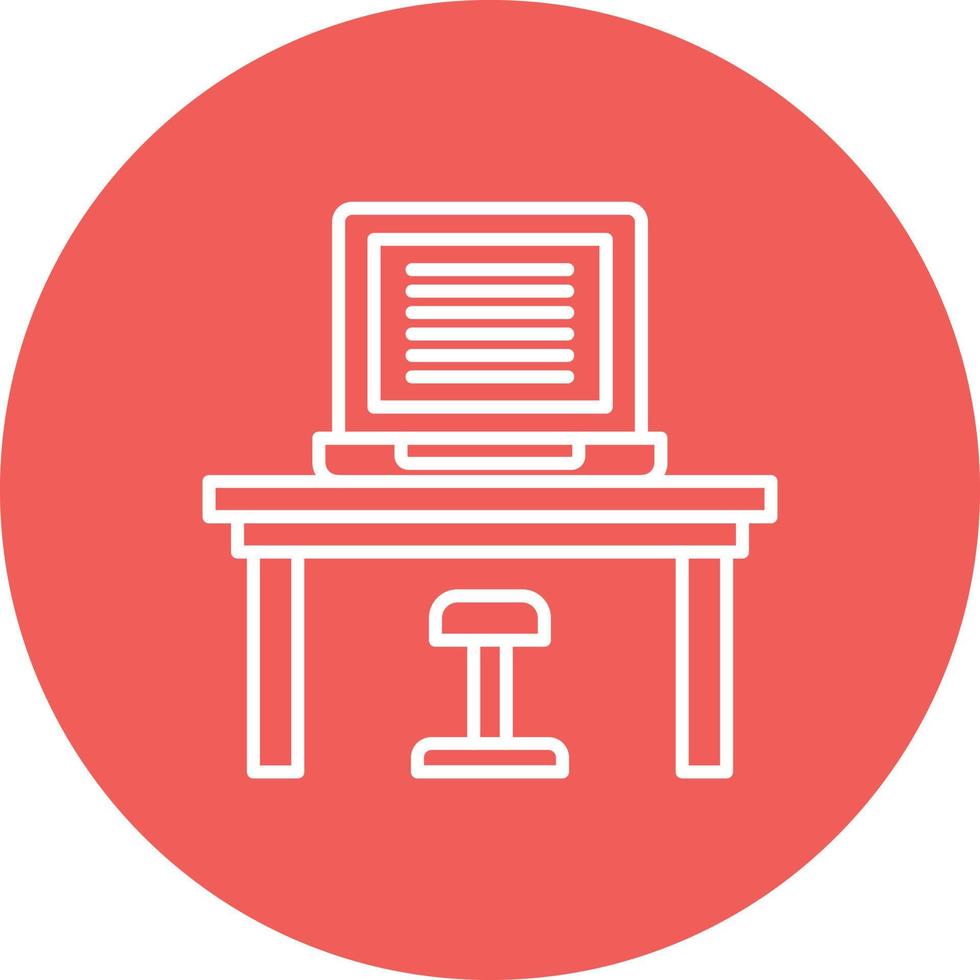 Workplace Line Circle Background Icon vector