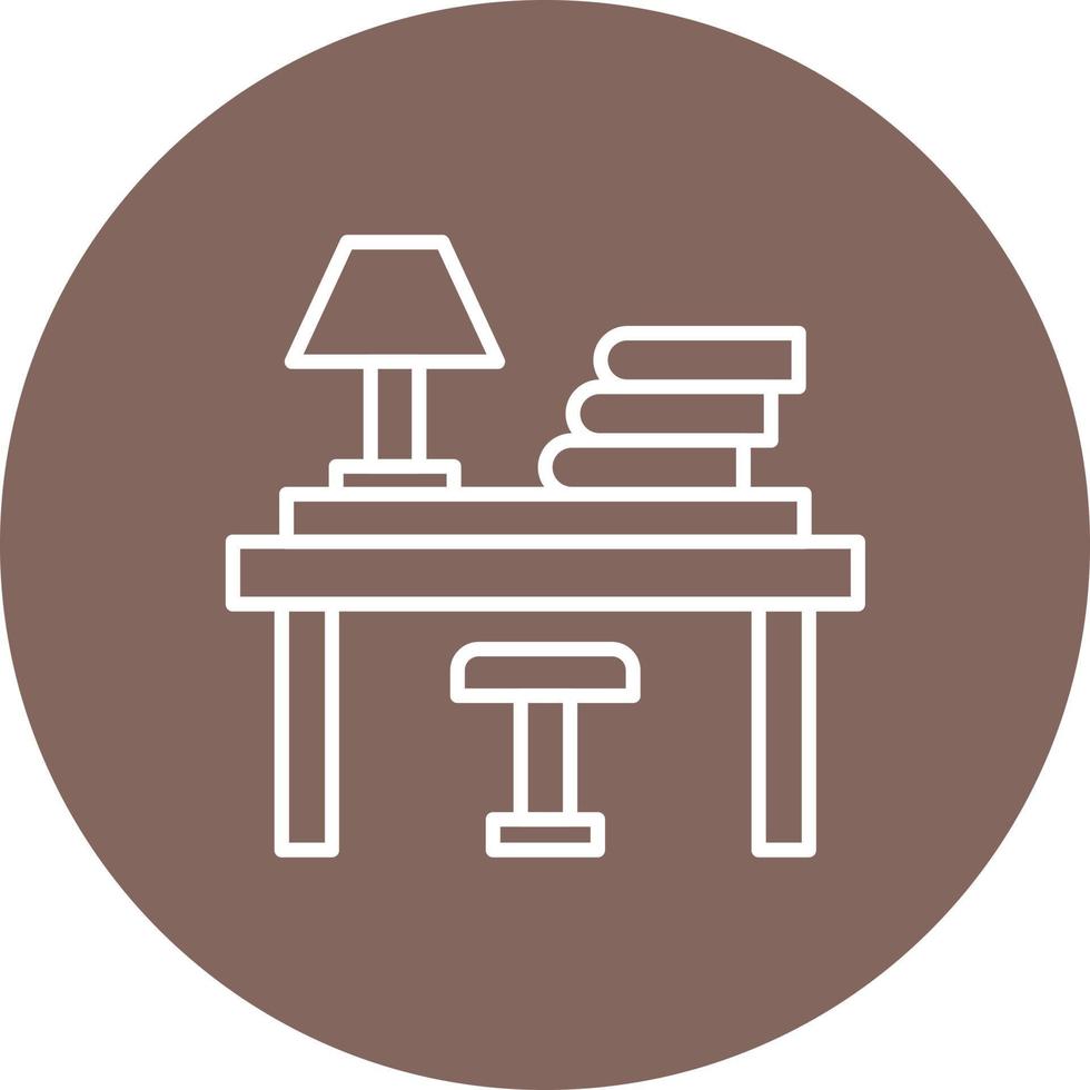 Study Desk Line Circle Background Icon vector
