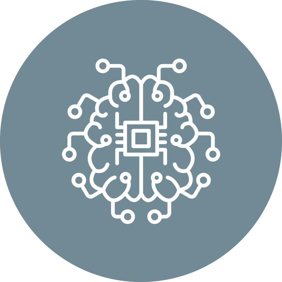Brain Circuit Line Circle Background Icon vector