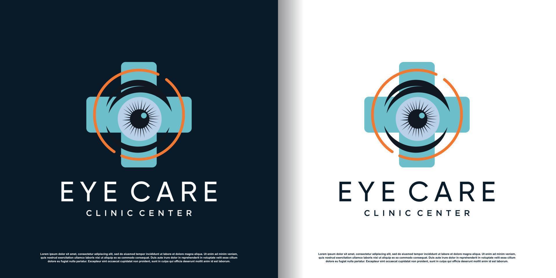 icono del logotipo de cuidado de los ojos con vector premium de concepto creativo y moderno