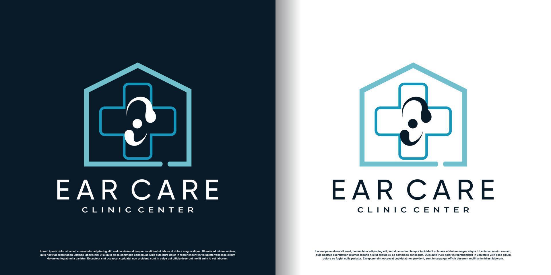 ear care logo design with creative unique style concept premium vector