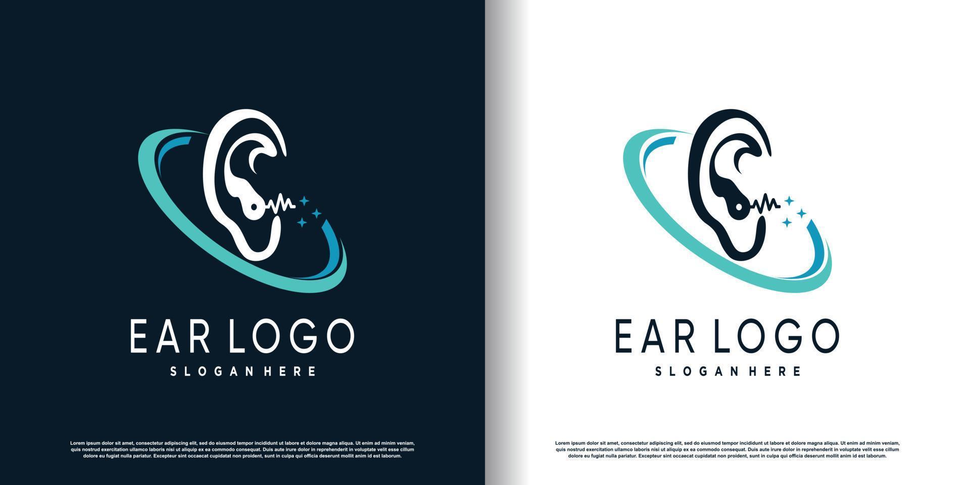 ear care logo design with creative unique style concept premium vector