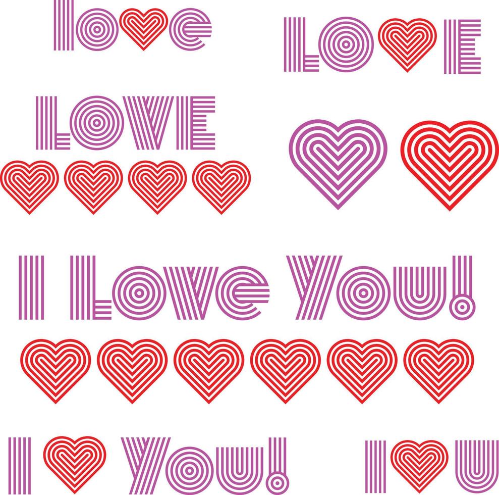 pink red valentines day love typography vecgtor graphics with hearts vector