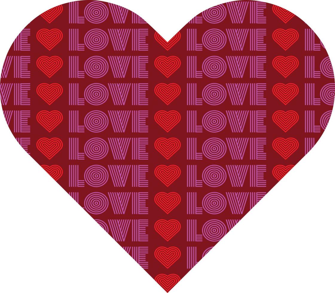 valentines day heart with love typography vector graphic