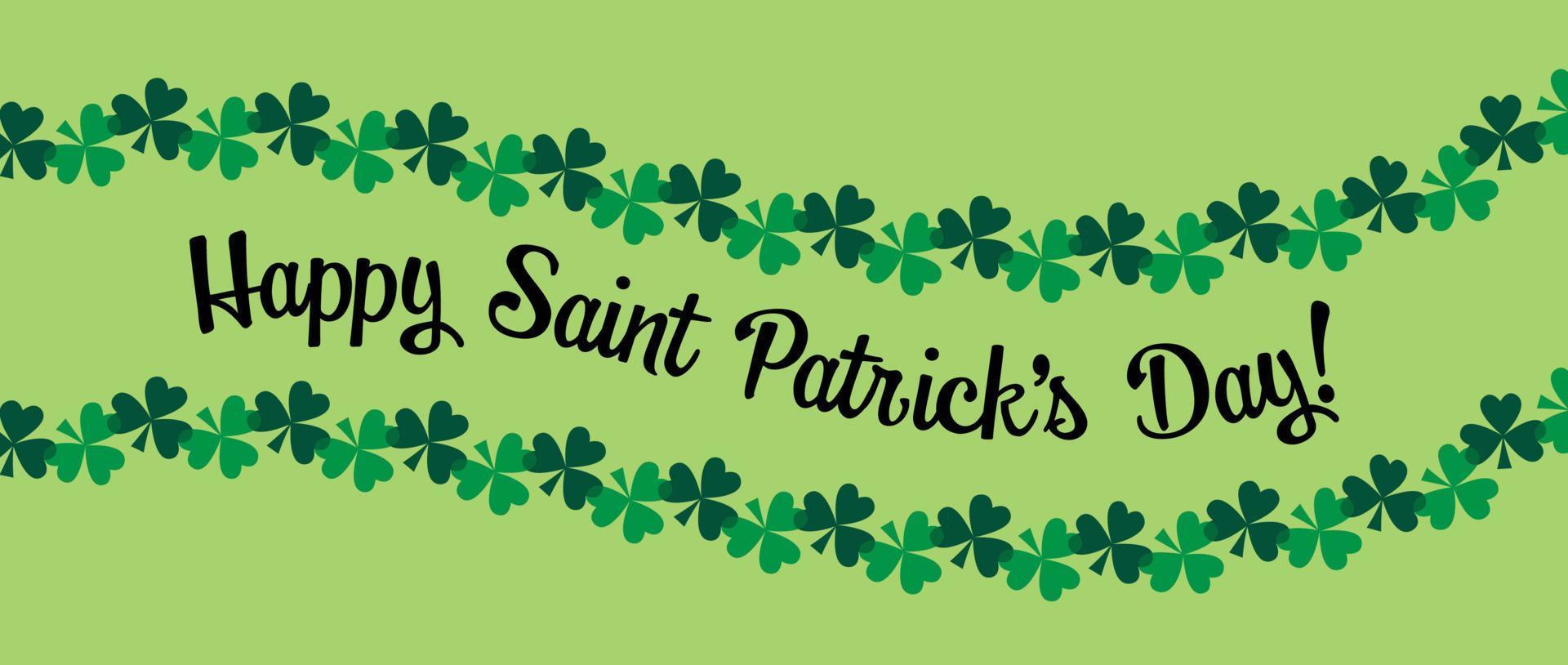 Happy Saint Patricks Day banner with shamrock border pattern vector