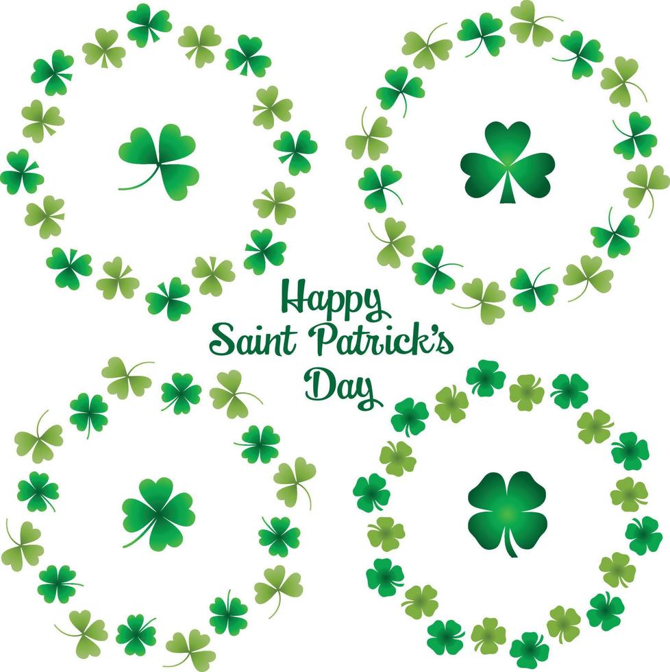 Saint Patricks Day circle frames with shamrocks vector