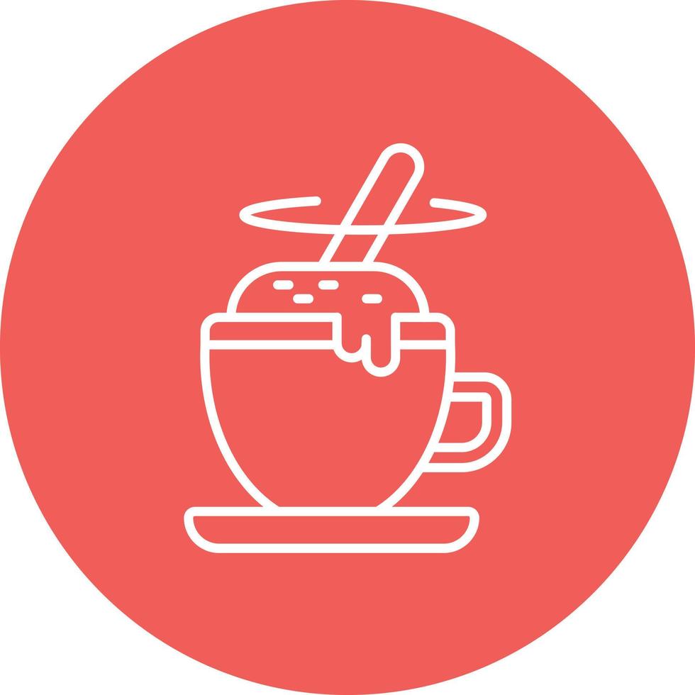 Coffee Mixing Line Circle Background Icon vector