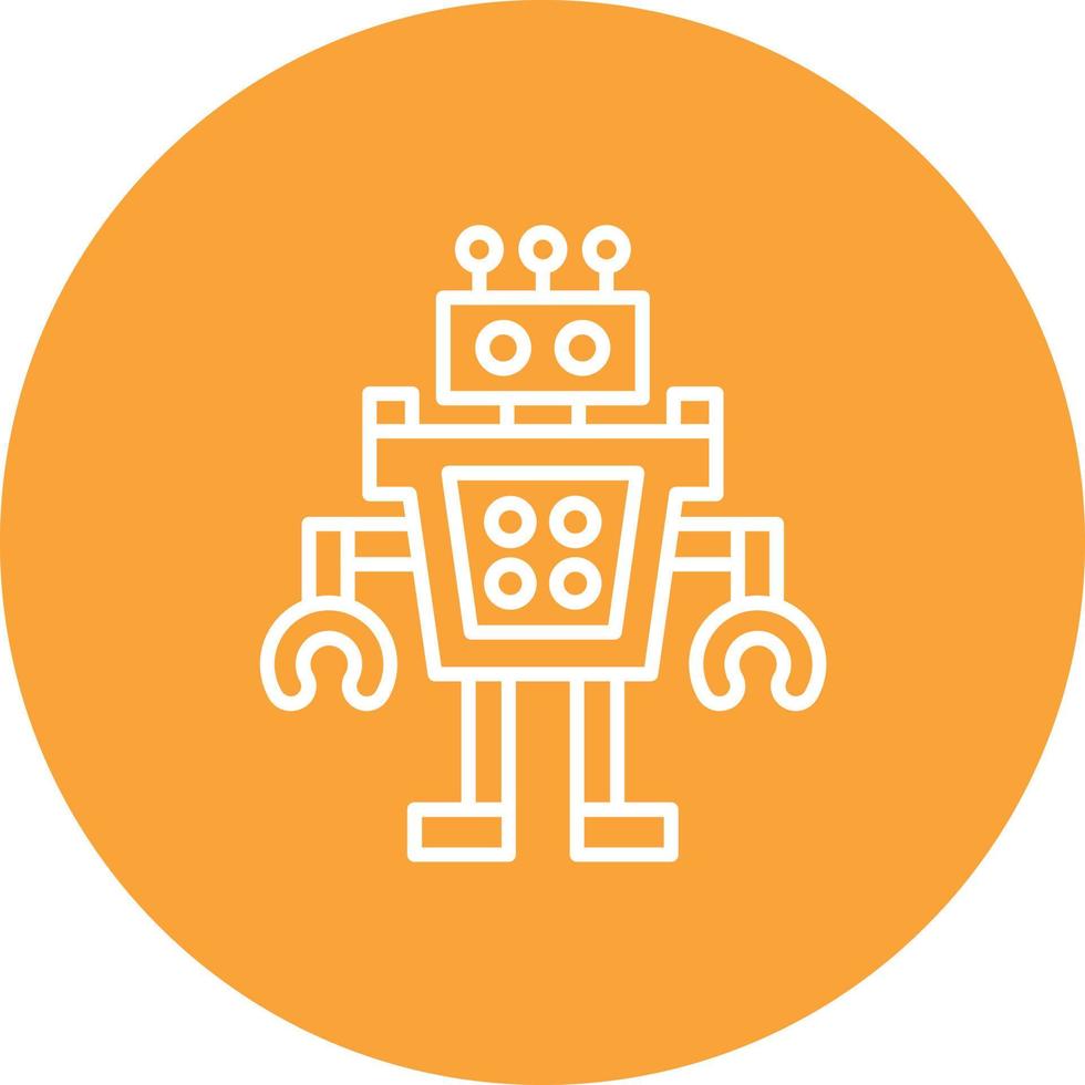 Humanoid Robot Line Circle Background Icon vector