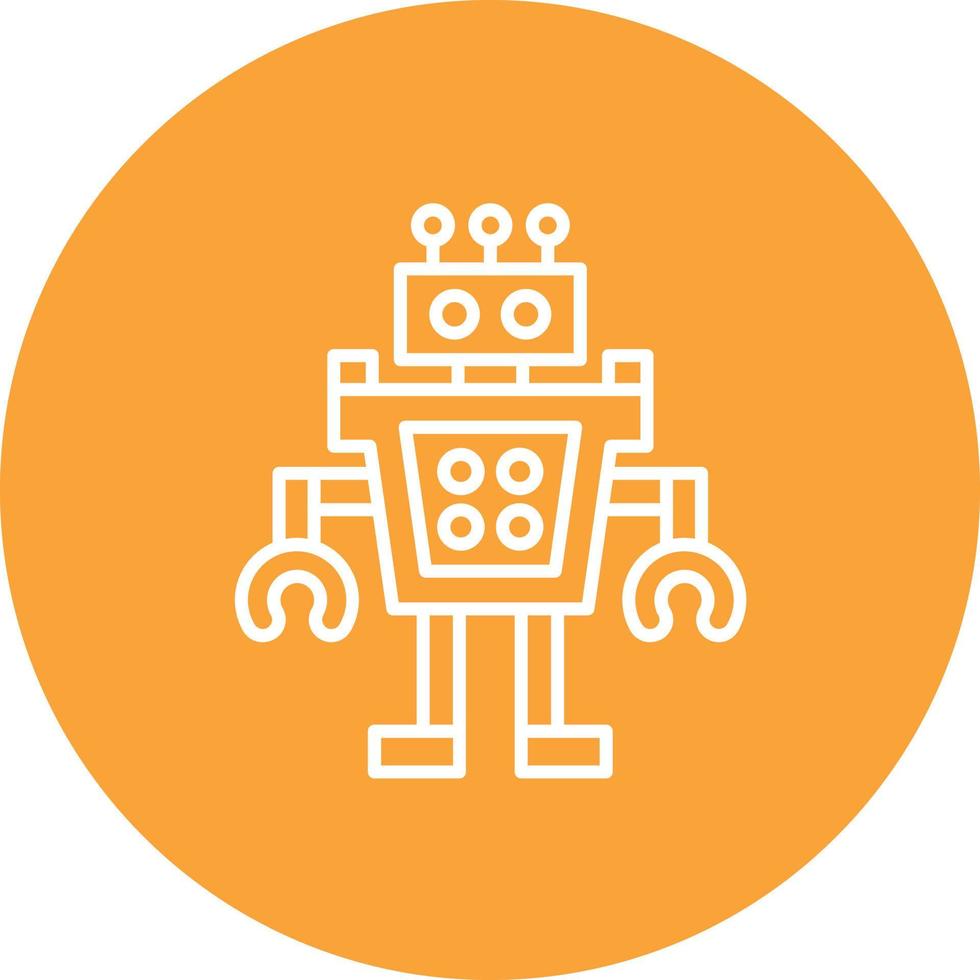 Humanoid Robot Line Circle Background Icon vector