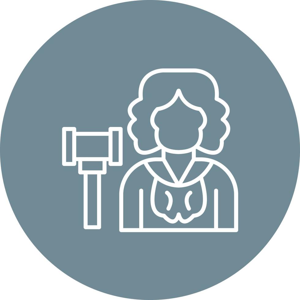 Judge Female Line Circle Background Icon vector