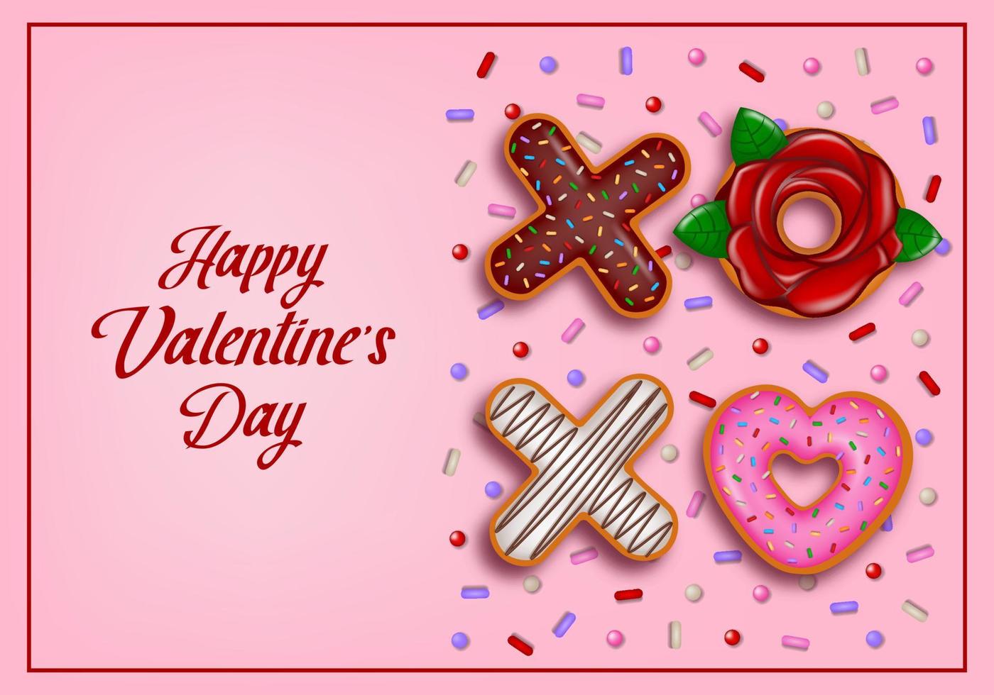 valentine's day background with donuts vector