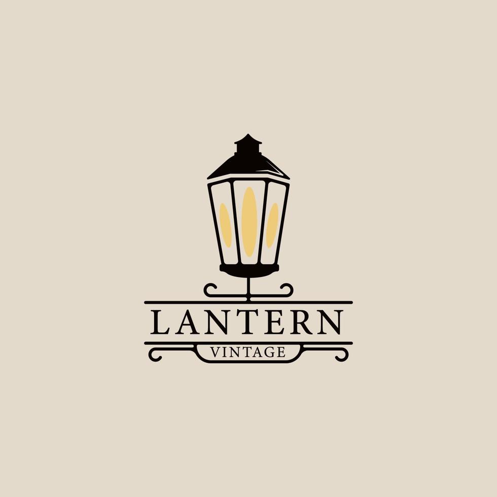 Lantern logo line art design with minimalist style vector