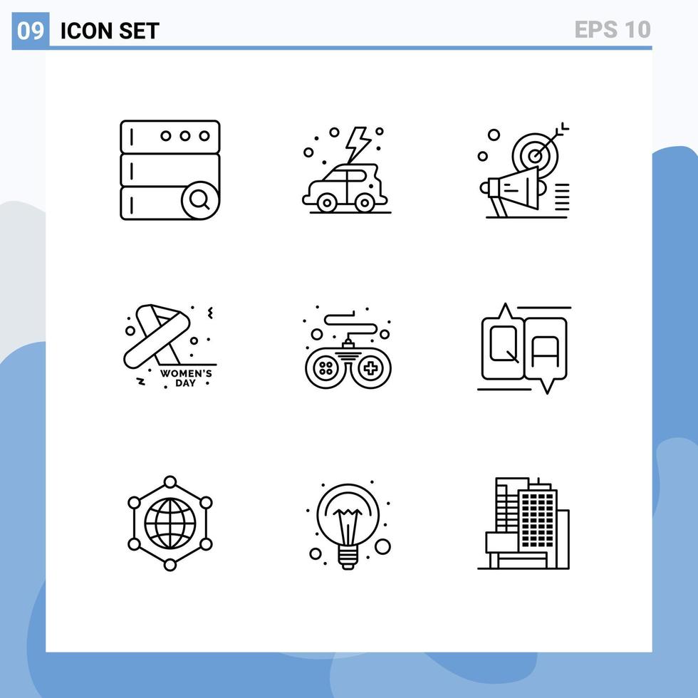 9 Creative Icons Modern Signs and Symbols of device day megaphone feminine awareness Editable Vector Design Elements