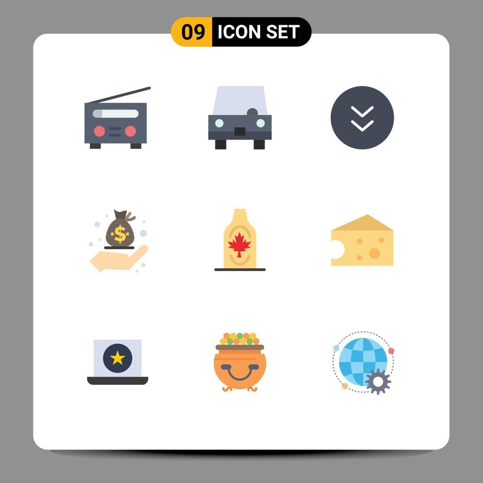 Stock Vector Icon Pack of 9 Line Signs and Symbols for bottle hand vehicles finance download Editable Vector Design Elements