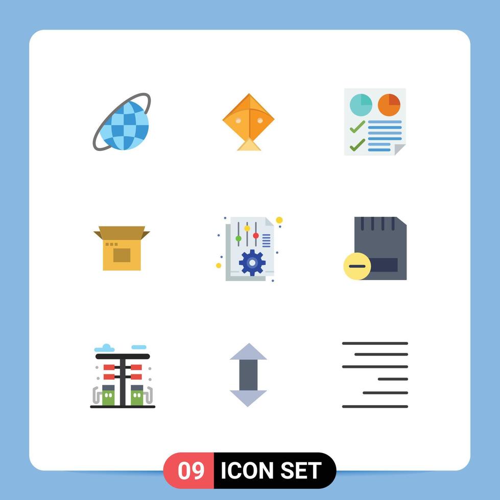 Universal Icon Symbols Group of 9 Modern Flat Colors of document product document modern product release Editable Vector Design Elements