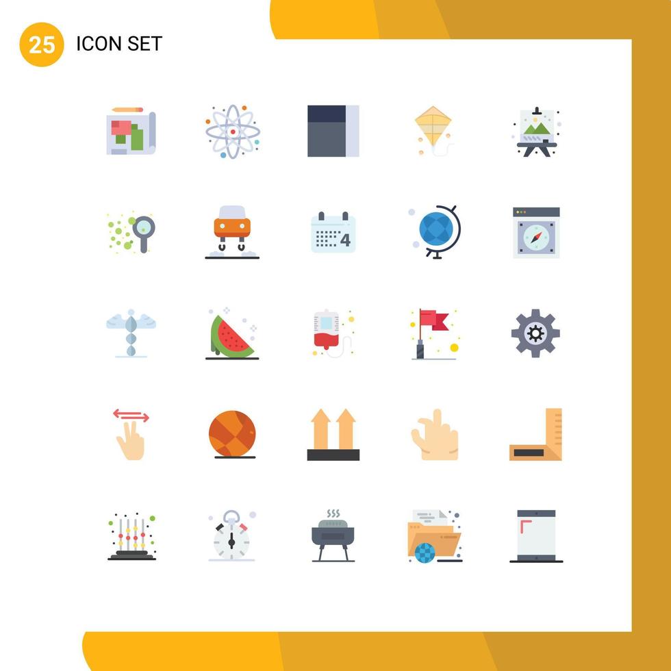Flat Color Pack of 25 Universal Symbols of blow arts grid art festival Editable Vector Design Elements