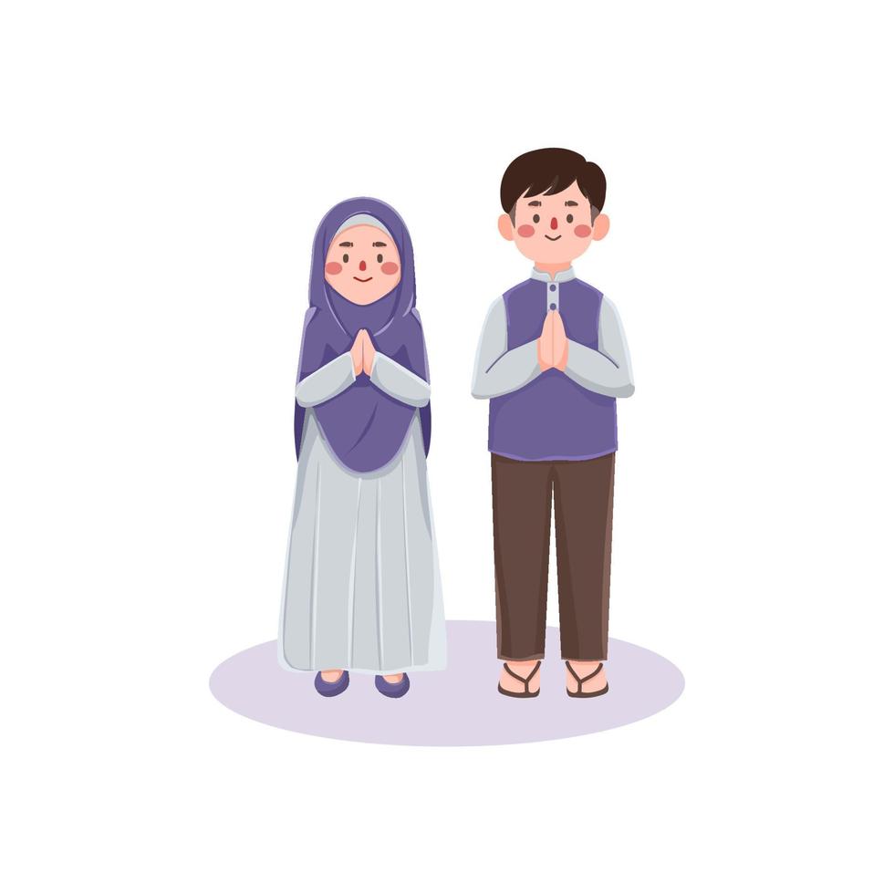 ilustración de la familia musulmana vector