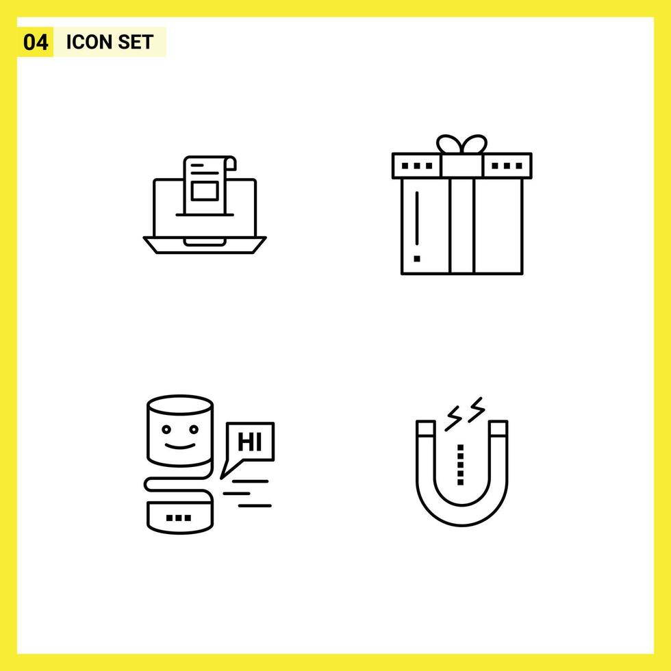 Modern Set of 4 Filledline Flat Colors and symbols such as email gift mail mail present Editable Vector Design Elements
