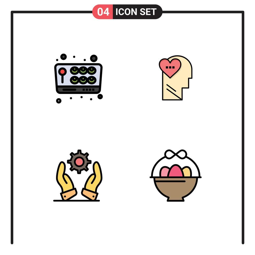 4 Filledline Flat Color concept for Websites Mobile and Apps joystick development fun mind solutions Editable Vector Design Elements