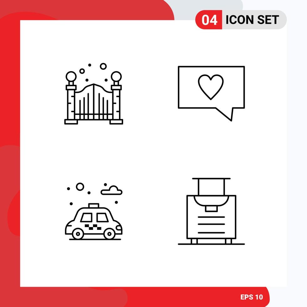 Set of 4 Modern UI Icons Symbols Signs for city baggage like city travel Editable Vector Design Elements