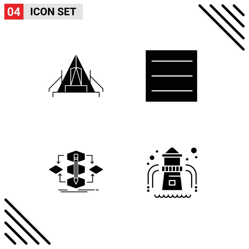 Modern Set of Solid Glyphs and symbols such as tent method campsite menu process Editable Vector Design Elements