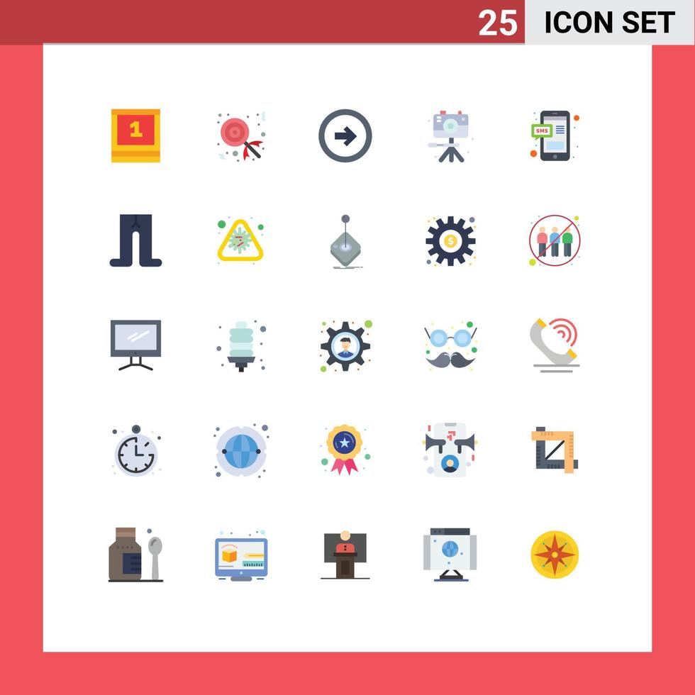 Universal Icon Symbols Group of 25 Modern Flat Colors of mobile hobby button hobbies video Editable Vector Design Elements