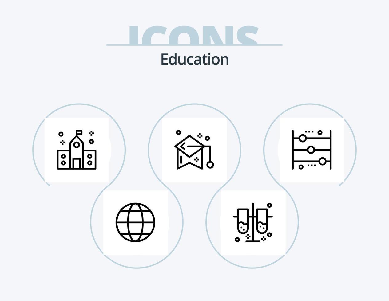 Education Line Icon Pack 5 Icon Design. nursery school. kids. globe. childhood. laptop vector