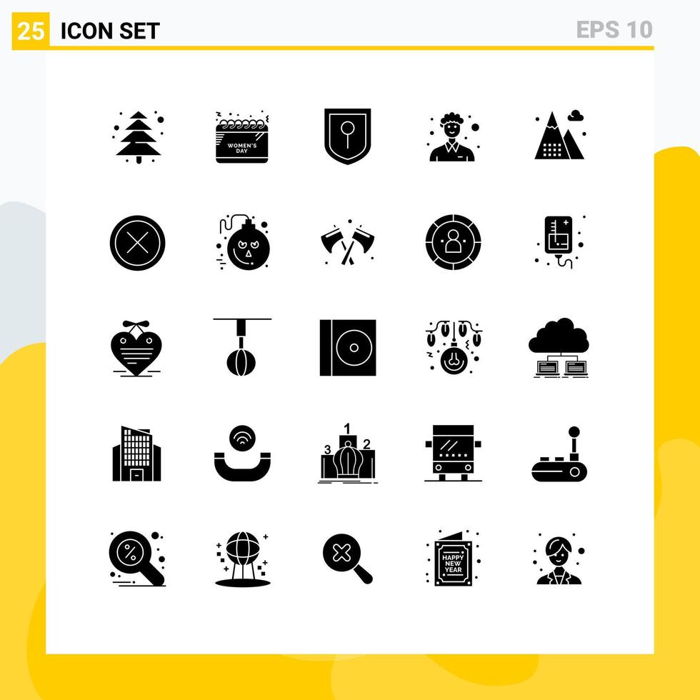Set of 25 Modern UI Icons Symbols Signs for nature game security athletics person Editable Vector Design Elements