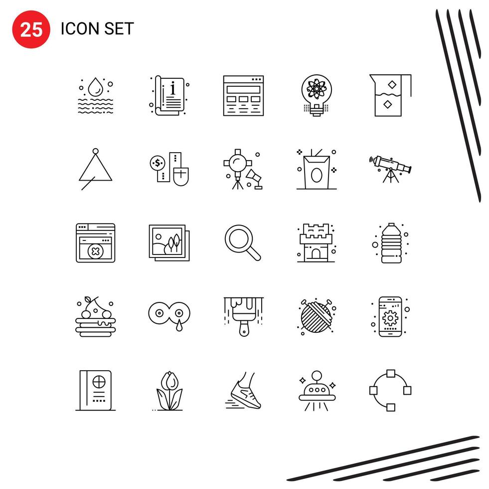 25 Universal Line Signs Symbols of startup light design innovation web Editable Vector Design Elements