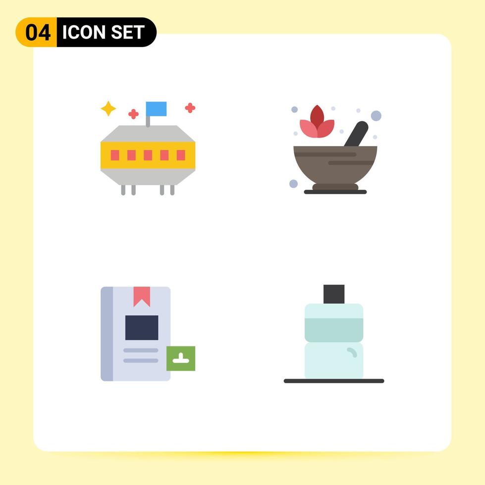 4 Creative Icons Modern Signs and Symbols of astronomy education mortar lotus learning Editable Vector Design Elements