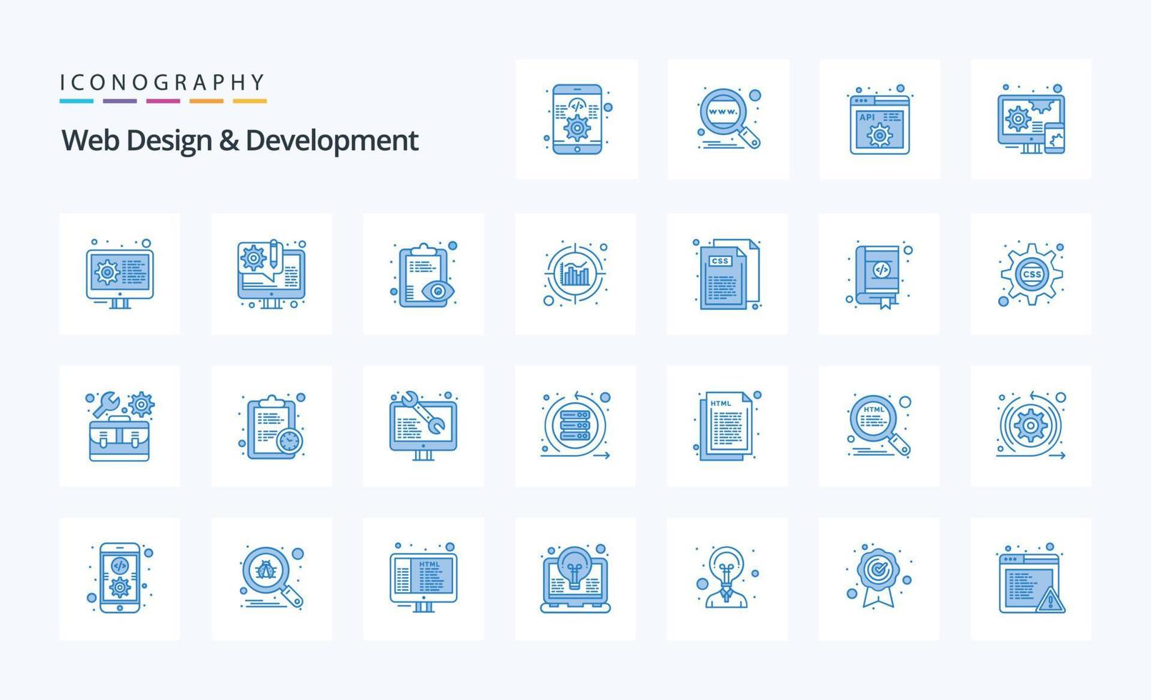 25 Web Design And Development Blue icon pack vector