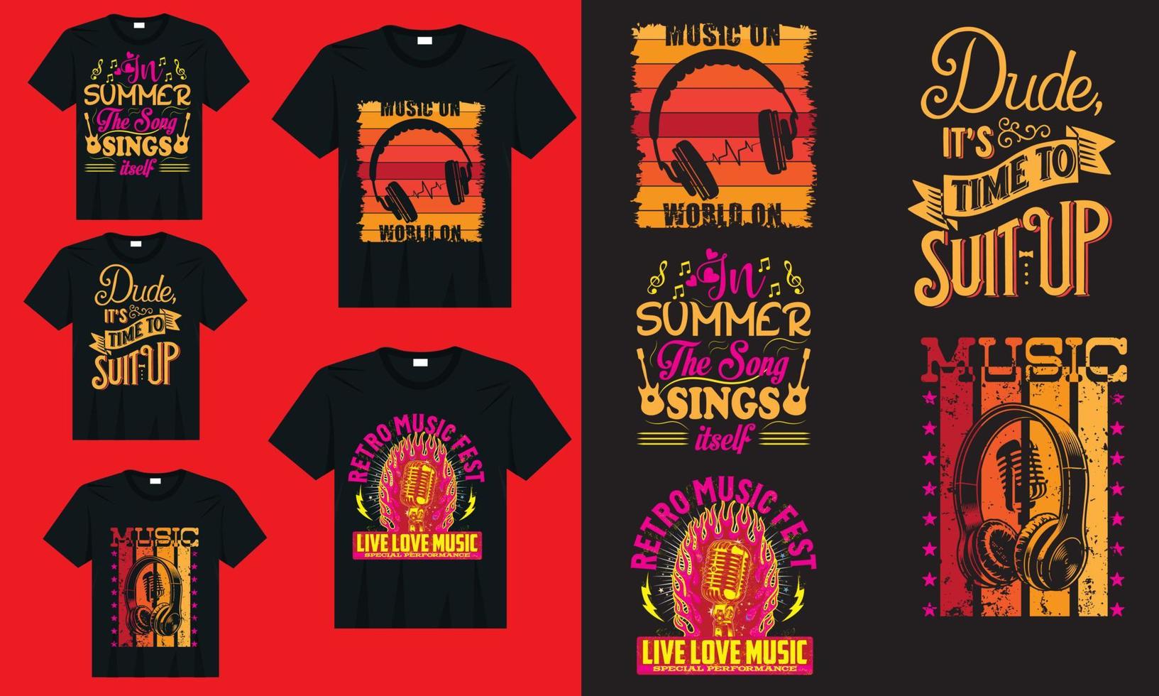 vector de camiseta de música y sylish