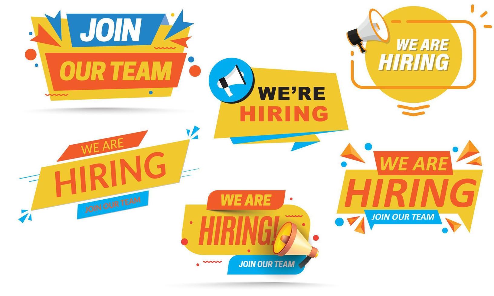 Hiring recruitment open vacancy design, We are hiring job offer vacancy bubble speech vector, We are hiring for creative vector design.