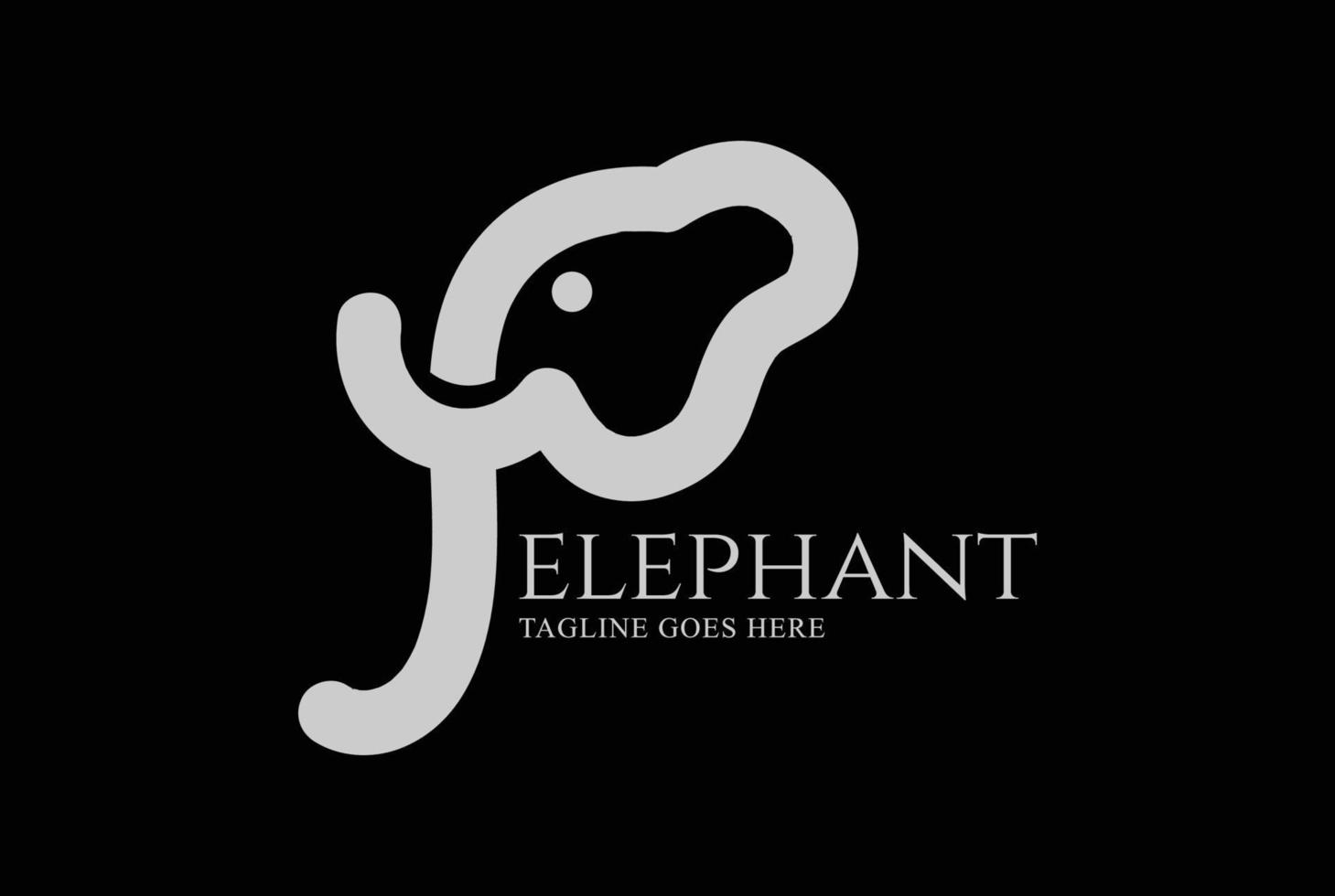 Simple Minimalist Mammoth Elephant Head Line for Zoo Conservation Logo vector