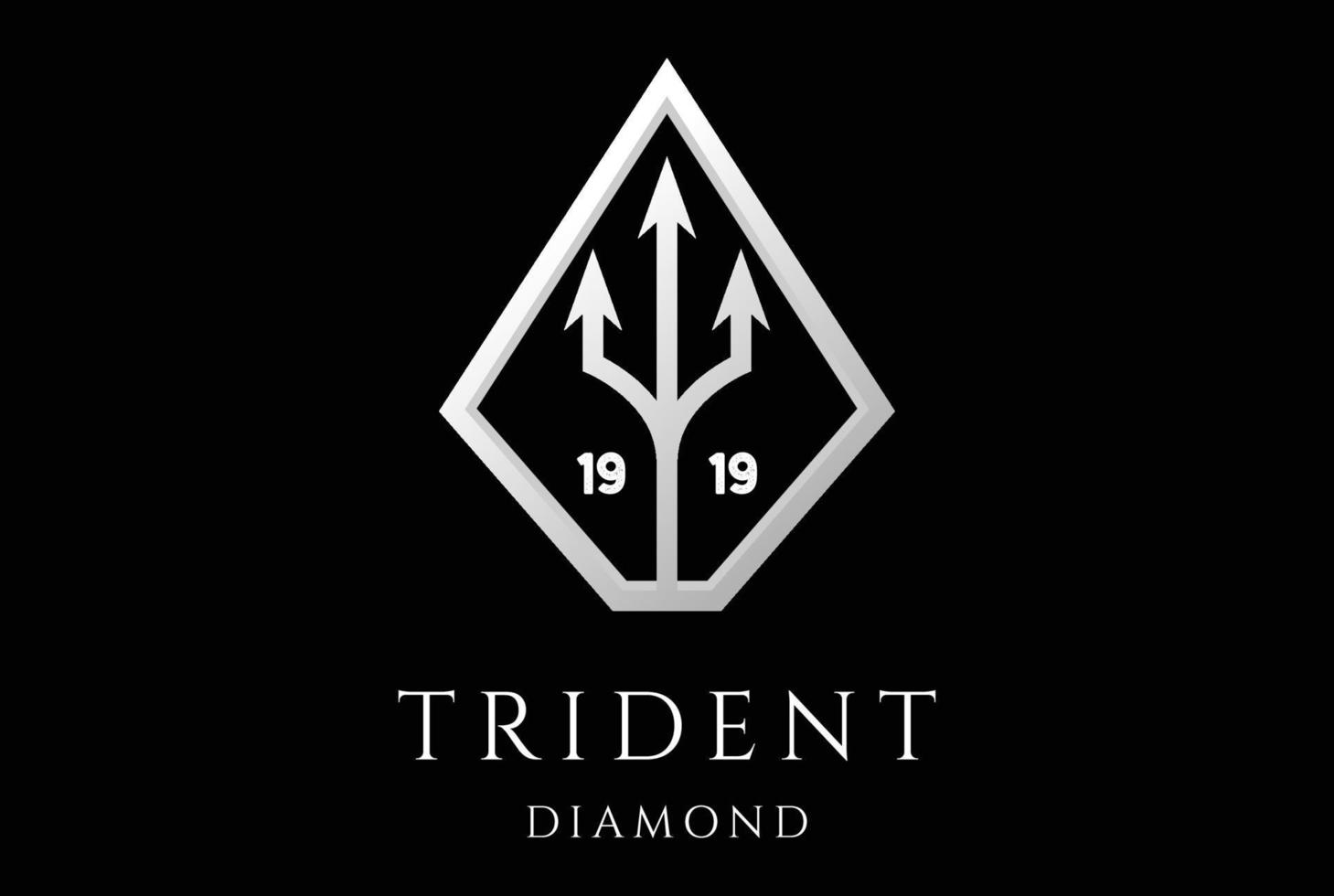 Simple Minimalist Trident Spear Fork with Diamond Logo Design vector