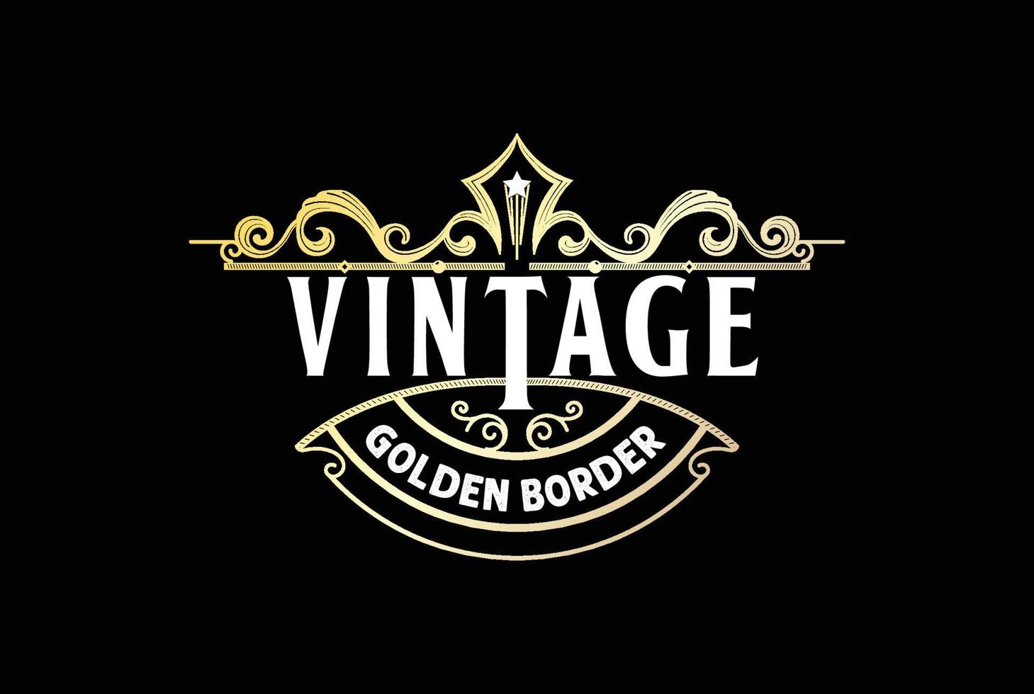 marco de borde vintage corona real vintage insignia emblema sello etiqueta logotipo diseño vector