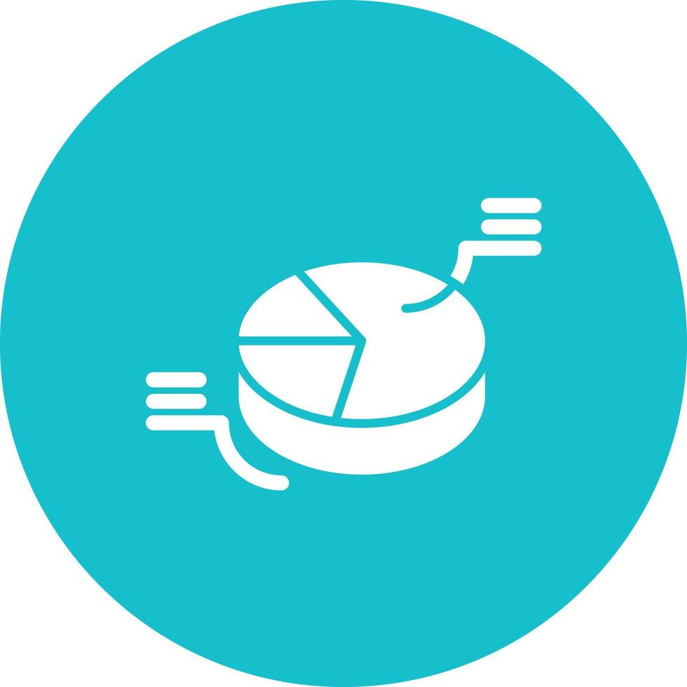 3D Pie Glyph Circle Background Icon vector