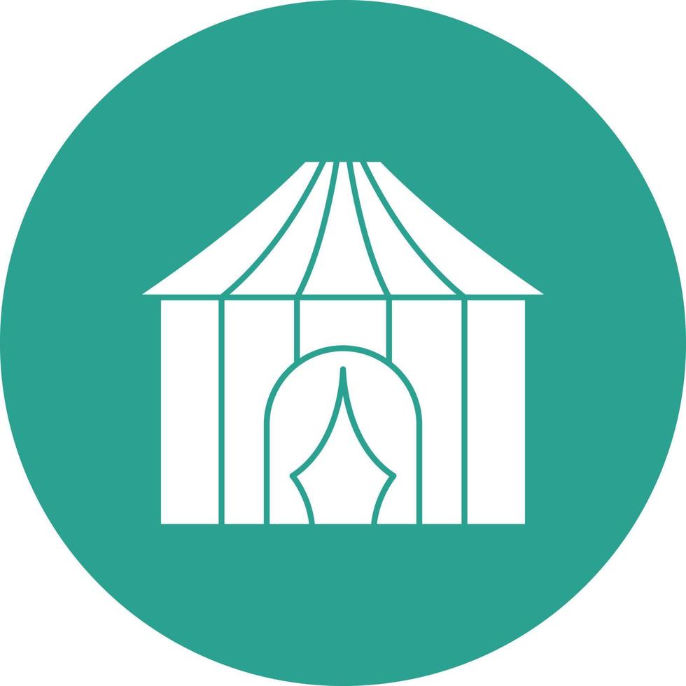 Tent Glyph Circle Background Icon vector