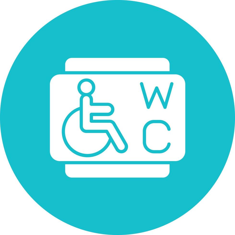 Disabled Toilet Glyph Circle Background Icon vector