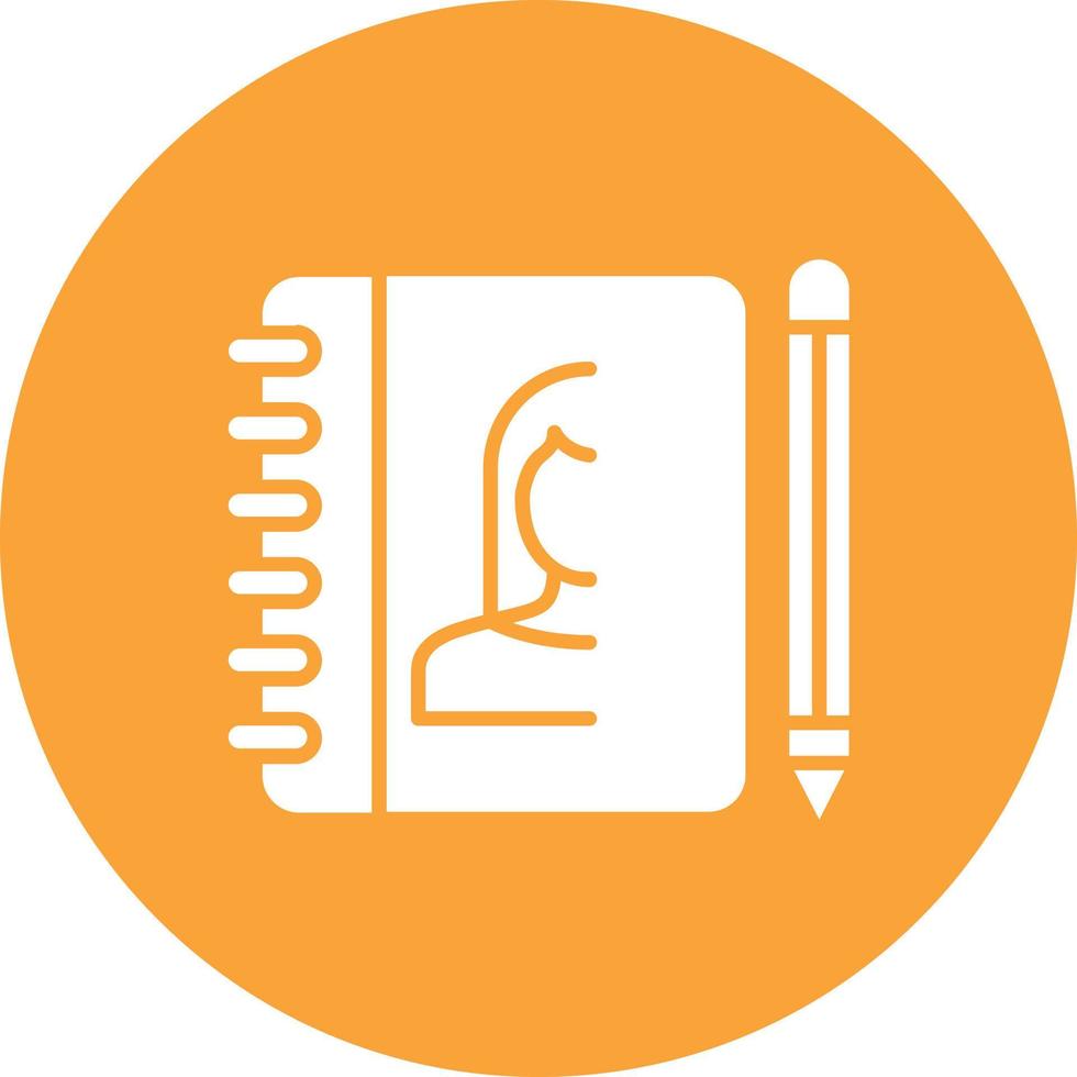 Sketchbook Glyph Circle Background Icon vector