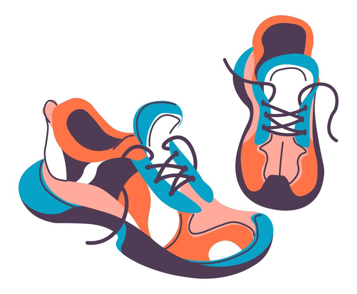 Sports sneakers with shoelace, sportive shoes vector