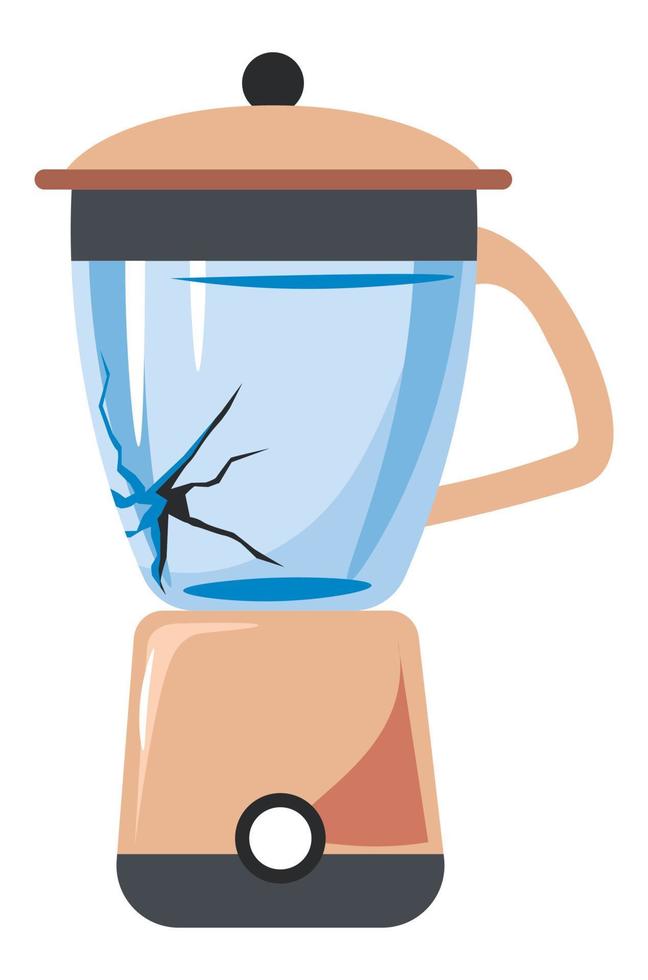 Broken blender or mixer with cracked glass jar vector