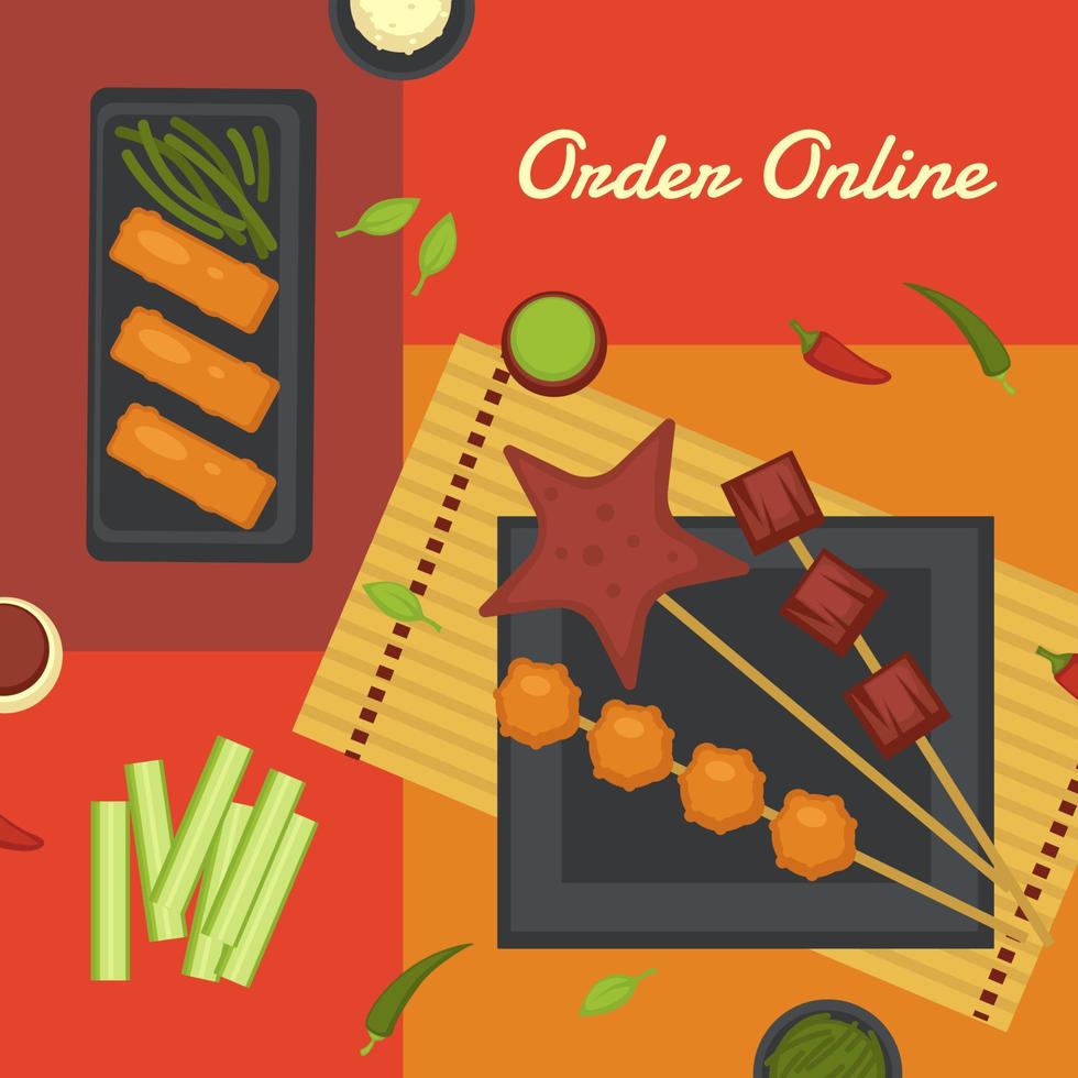 Order online chinese food, asian meals vector