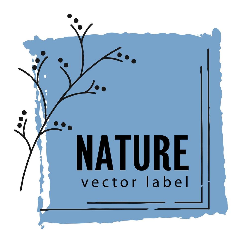 Nature and health, organic products label emblem vector