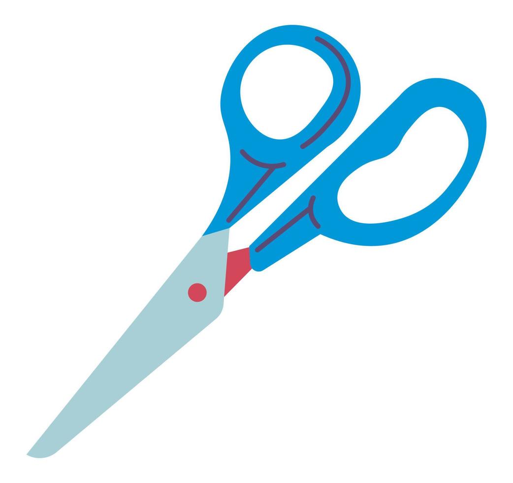 Scissors with plastic handle and stainless steel vector
