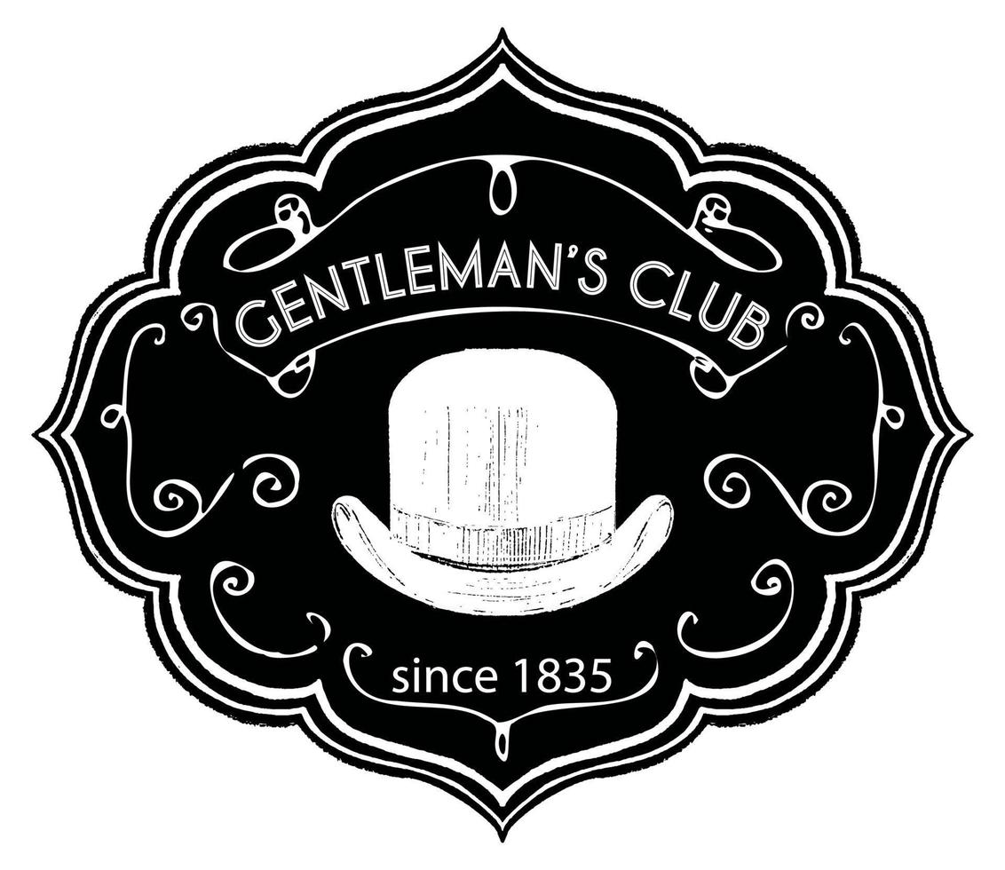Gentlemen club, vintage retro label with chalk vector