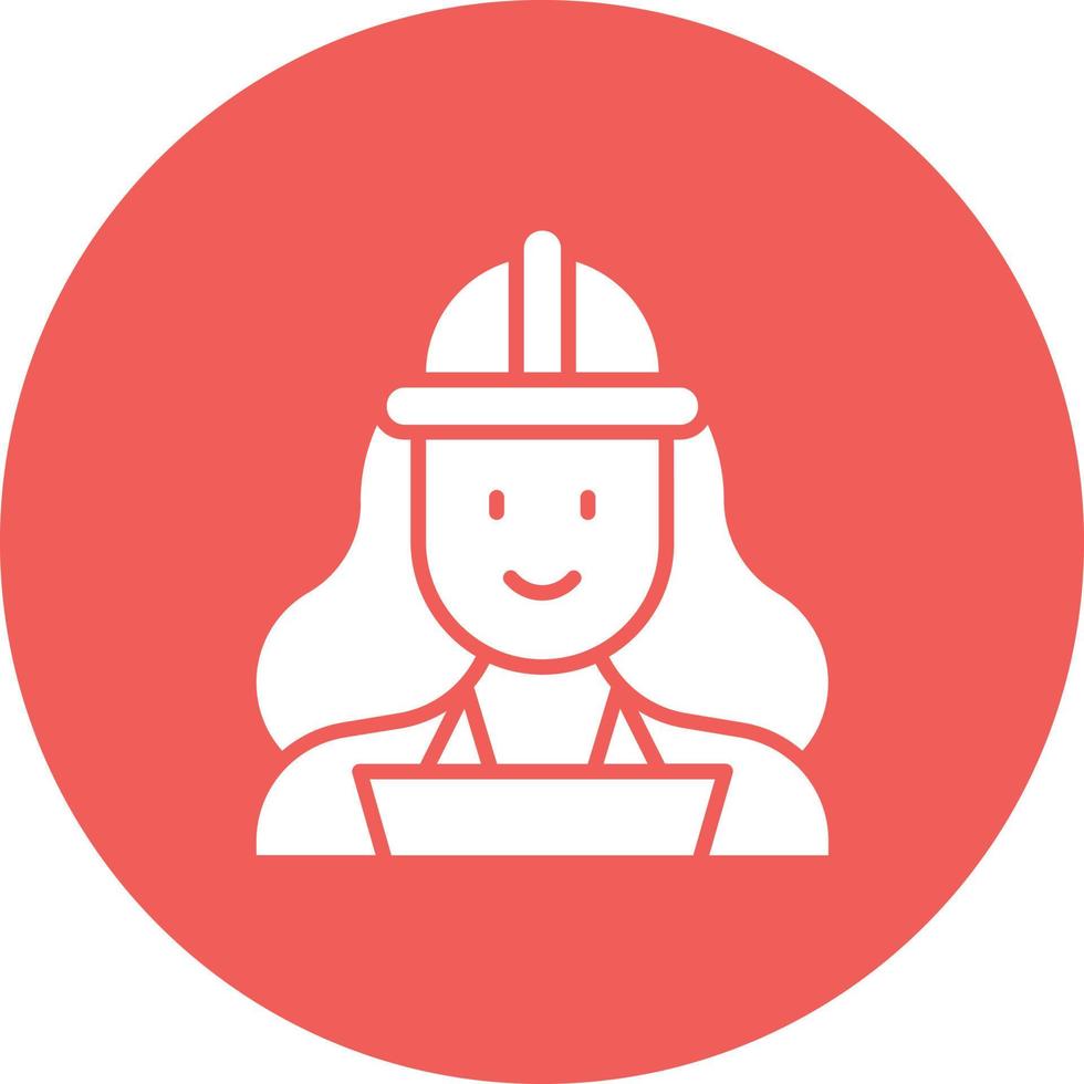 icono de fondo de círculo de glifo femenino ingeniero qa vector