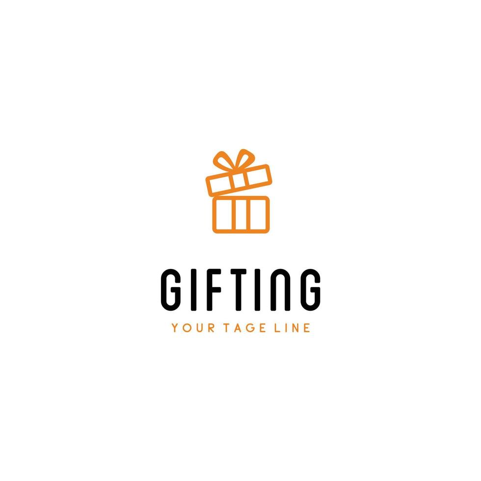 Gift minimalist logo shop box, emblem, design concept, creative vector